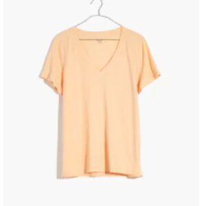Madewell Whisper Cotton V-Neck T-Shirt Peach Cream XL
